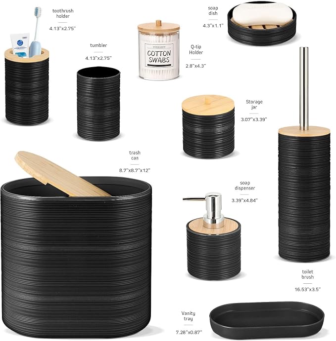 IMAVO Bathroom Accessory Set-11Pcs Black Bathroom Accessories Set - Image 2