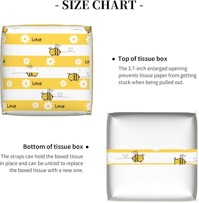 Cute Bees and Daisy Flowers Tissue Box Cover Square - Image 5