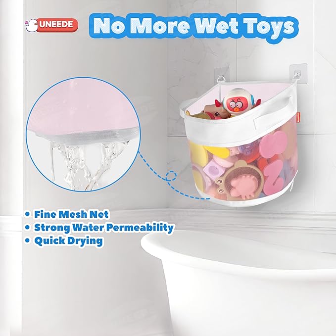 UNEEDE Bath Toy Organizer, 4.15 Gallons Bathtub Toy Storage Organizer, Quick - Image 5