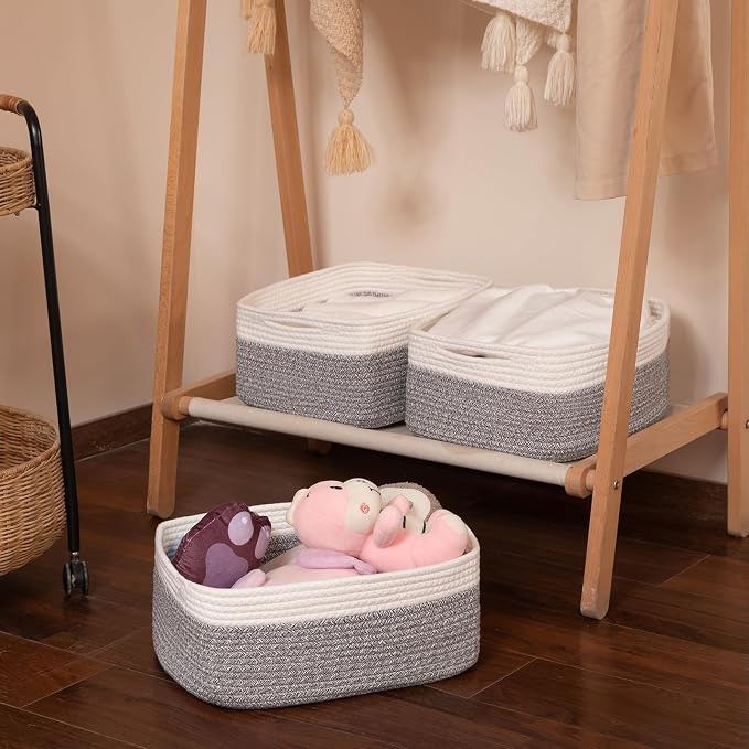 Storage Baskets for Organizing 3 Pack, Woven Baskets for Shelves, Closet - Image 7