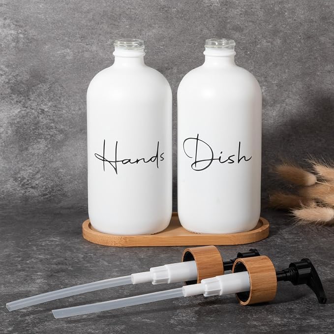 17 oz Hand Soap Dispenser Empty Glass Lotion Pump Bottles, Refillable Liquid - Image 4
