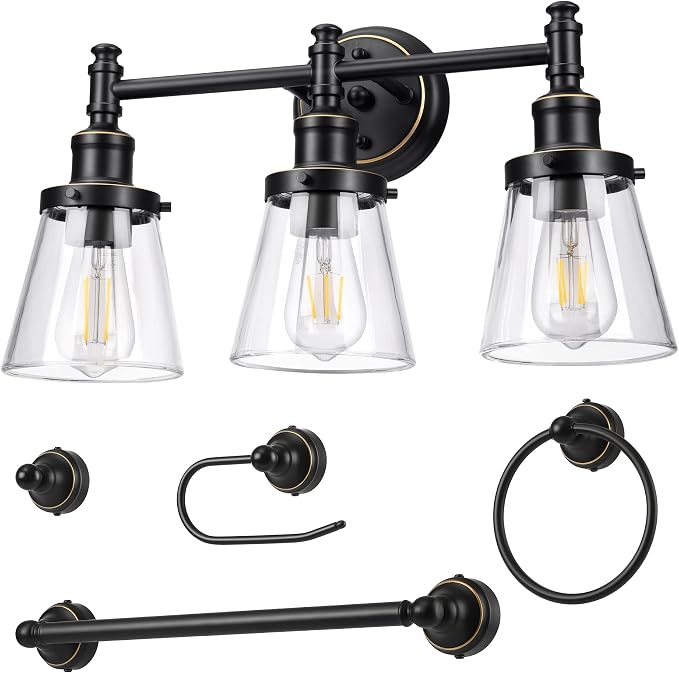 DEWENWILS Bathroom Light Fixtures, 5-Piece All-in-One Bathroom Vanity Lights by DEWENWILS