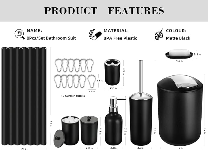 Bathroom Set, Bathroom Accessories Sets Complete - Image 2