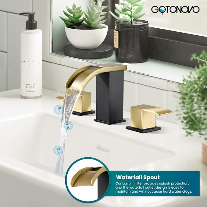gotonovo Waterfall 8 inch Widespread Bathroom Faucet Set Bathroom Sink Faucet 3 - Image 9