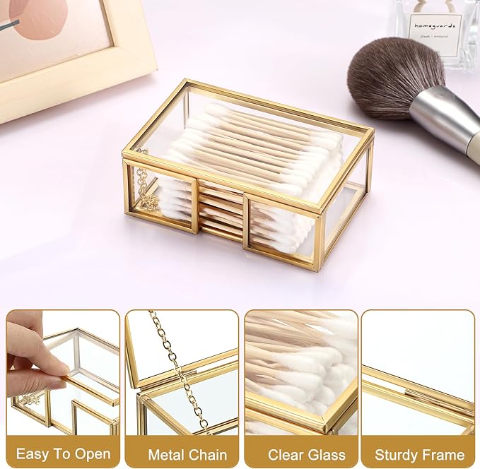 Cotton Swab Holder Small Qtip Dispenser Glass Bathroom Accessories Storage - Image 7