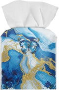 Blue Marble Butterfly Modern Tissue Box Holder, Waterproof Square PU Leather by Pzuqiu