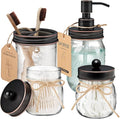 Amolliar Mason Jar Bathroom Accessories Set 4 Pcs -Lotion Soap Dispenser & 2 by Amolliar
