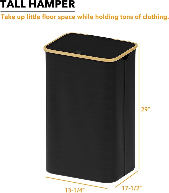 SpaceAid Laundry Hamper with Lid, 110L Large Tall Clothes Basket Bin with - Image 5