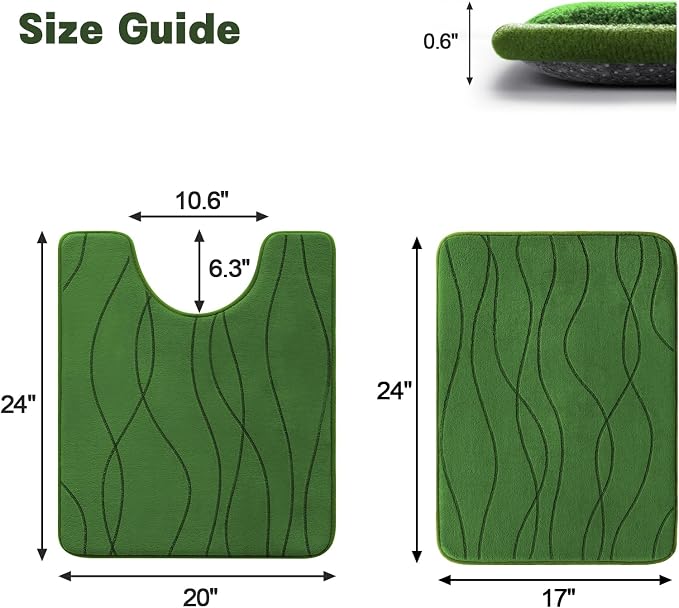 YIHOUSE Memory Foam Bathroom Rug Sets 2 Piece, Ultra Absorbent Bath Mat - Image 2