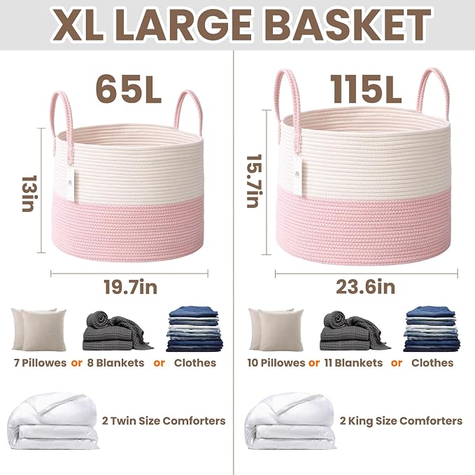 65L Extra Large Blanket Basket for Living Room - Image 3