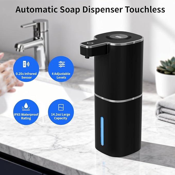 Automatic Foaming Soap Dispenser, Touchless Rechargeable Hand Soap Dispenser - Image 2