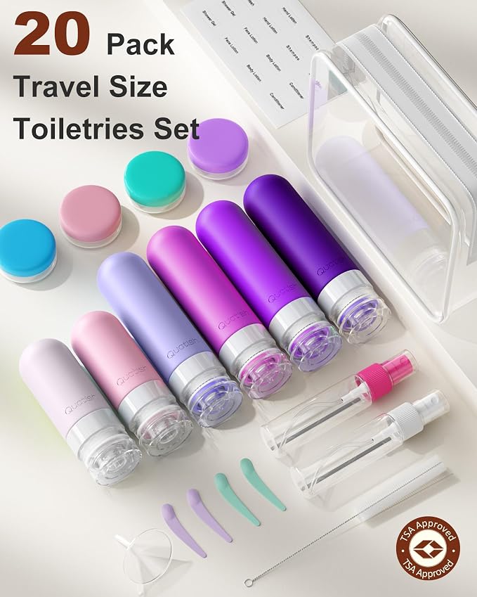 20 Pack Travel Bottles for Toiletries, Original Patented, TSA Approved Travel - Image 2
