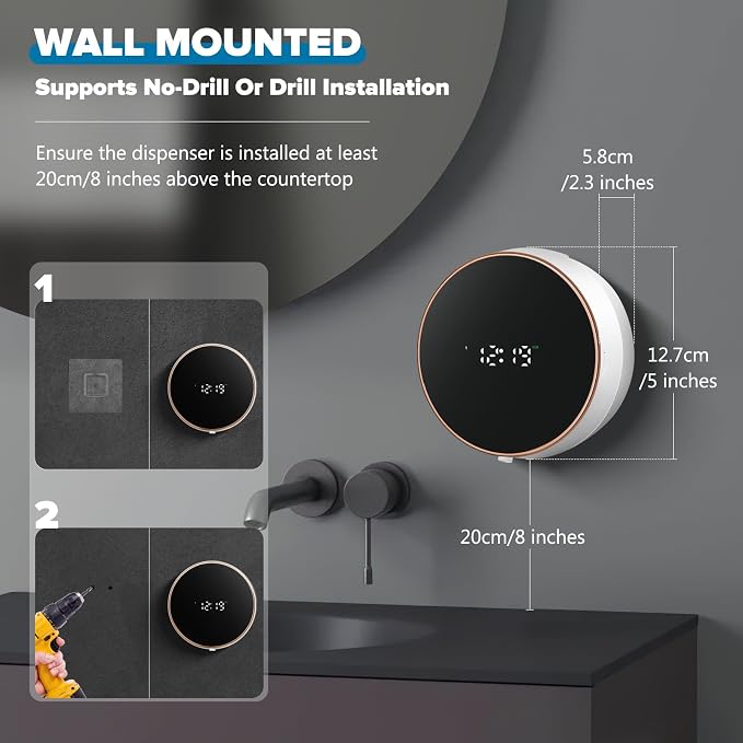Automatic Soap Dispenser Liquid Bathroom: Wall Mount Rechargeable Touchless - Image 7