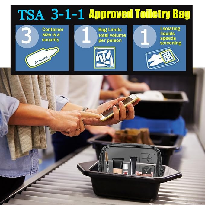 MODENGKONGJIAN TSA Approved Clear Toiletry Bag, 2 Pack Clear Quart Size Travel - Image 6