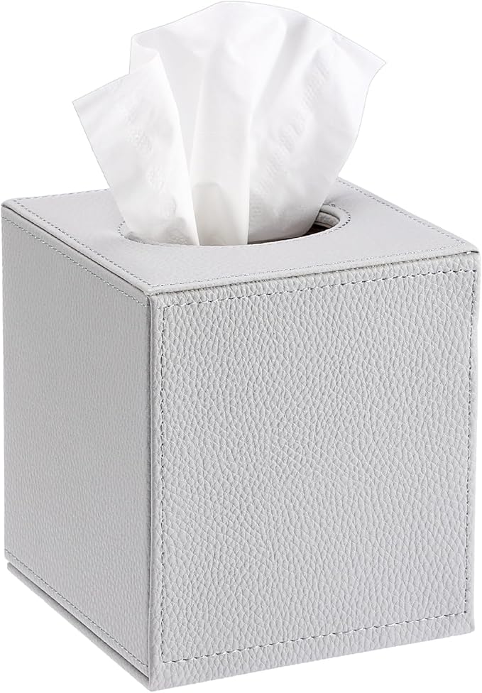 Sumnacon Tissue Box Cover Square Tissue Box Stylish PU Tissue Box Holder by Sumnacon