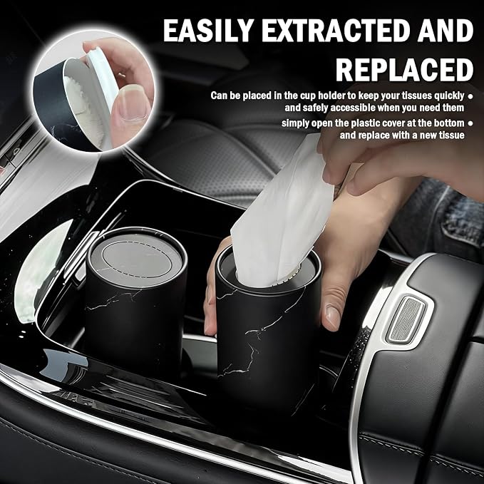 4PCS Car Tissue Holder with 50 Facial Tissue, Minimalist Round Car Tissues - Image 5