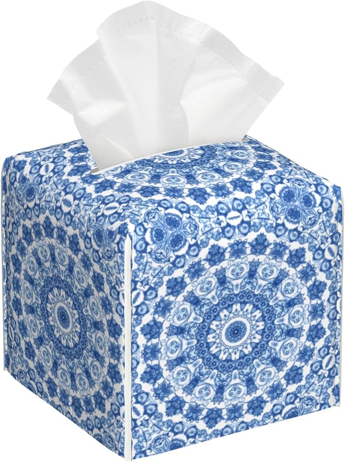 Boho Mandala Flower Tissue Box Cover Square by sndheke