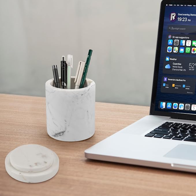 Natural Marble Canister, Cotton Swab Holder - Image 5