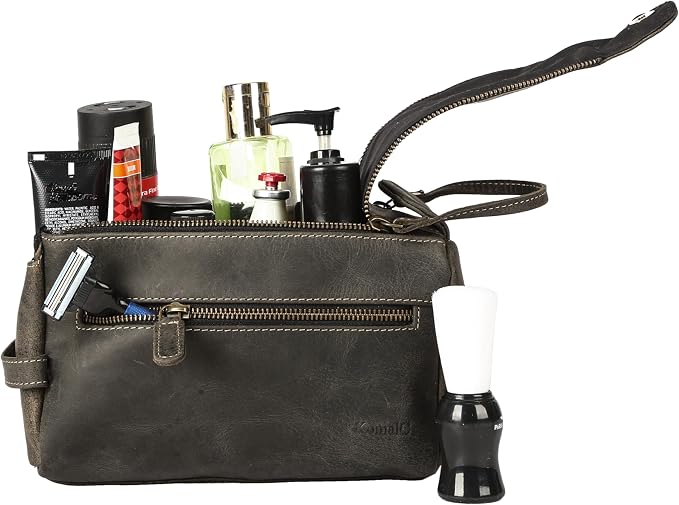 KomalC Premium Buffalo Leather Toiletry Bag - Image 9