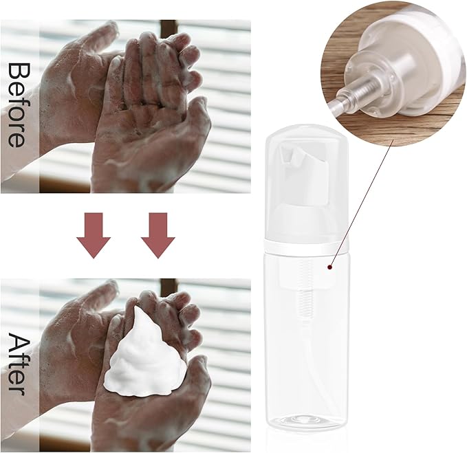 2oz Plastic Foam Pump Bottle, Empty Bottle Travel Foaming Dispenser - Image 6