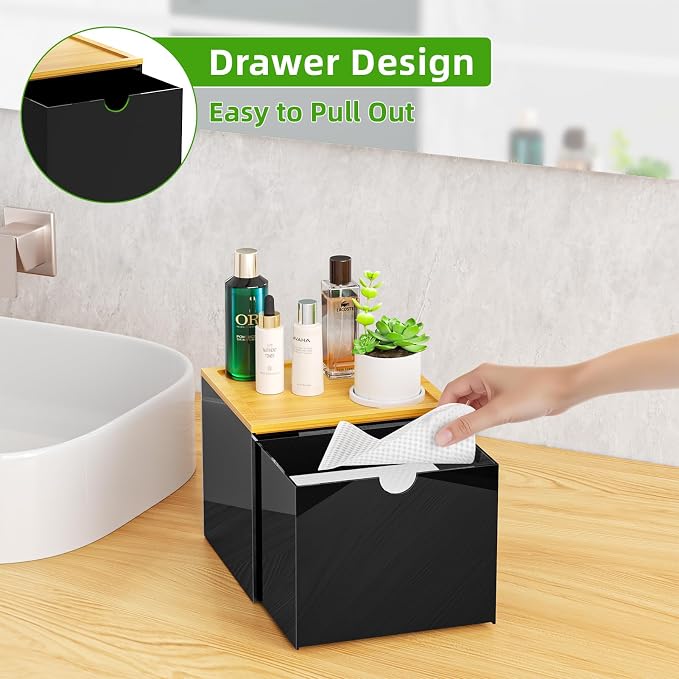 VITVITI Drawer Disposable Face Towel Holder Box, Acrylic Facial Towel Container - Image 2