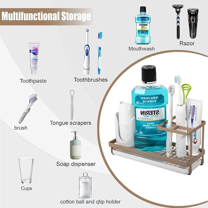 Toothbrush Holders for Bathrooms, Carbon Steel Tooth Brushing Holder Electric - Image 6
