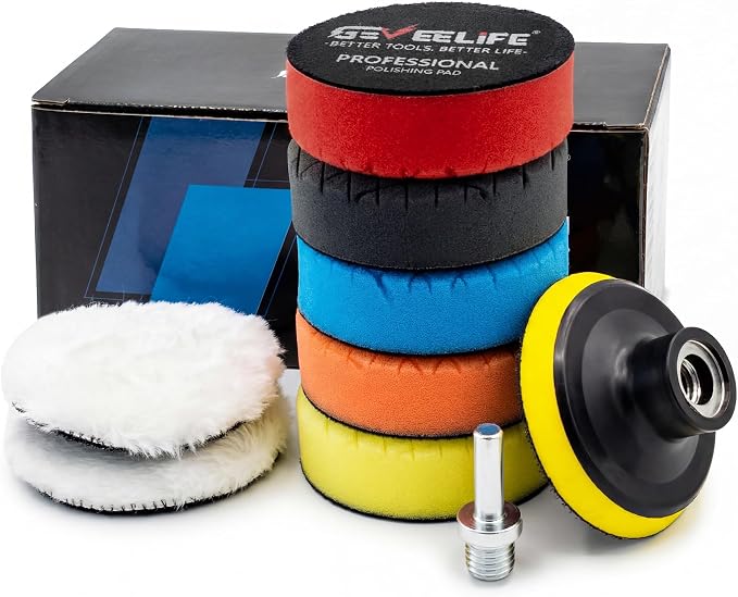 GEVEELIFE 9Pcs Buffing Polishing Pads Kit, 3 Inch Buffing Pads, Sponge & Woolen by GEVEELIFE