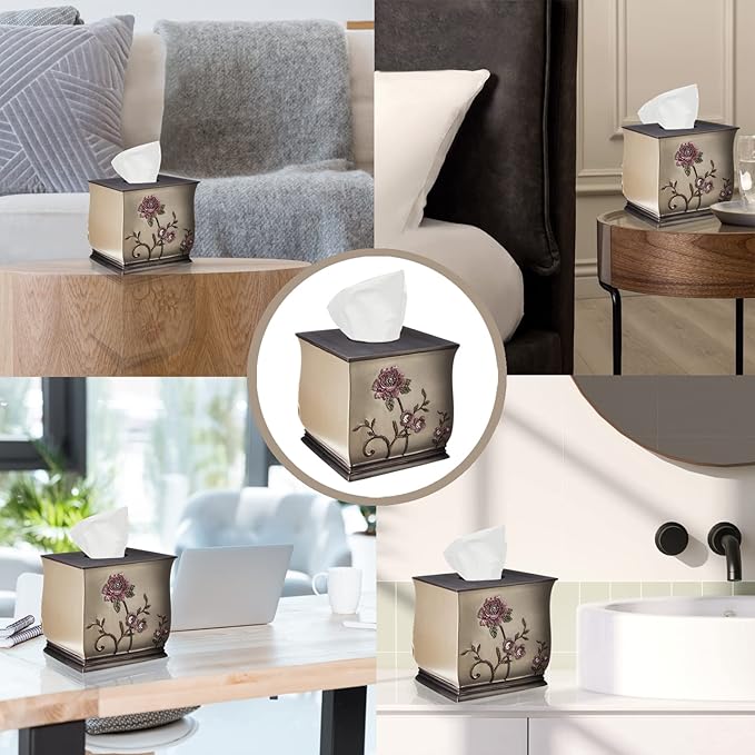 Zahari Home 2pc Larrisa Floral Bathroom Decor Set Waste Basket - Image 7