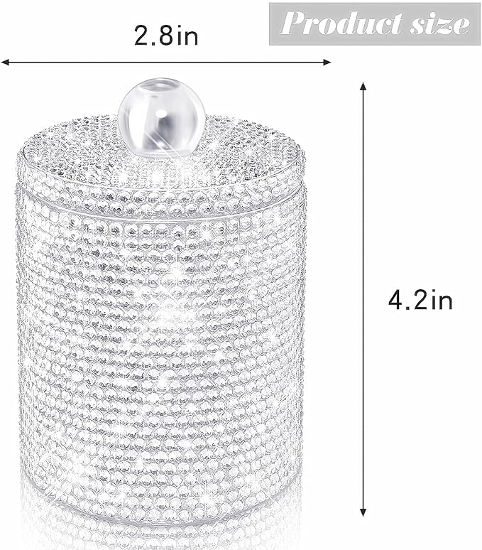 Yivaiks Bling Qtip Dispenser for Cotton Swabs, Floss Picks- Small Plastic - Image 3