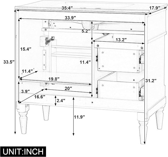 Harper & Bright Designs 36" Bathroom Vanity - Image 4