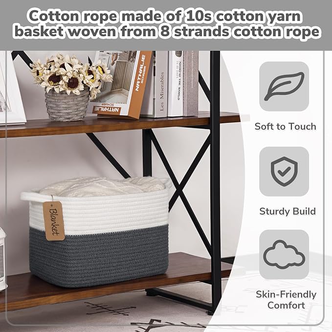 Goodpick Woven Storage Basket for Shelves, Baskets for Organizing, Cotton Rope - Image 5