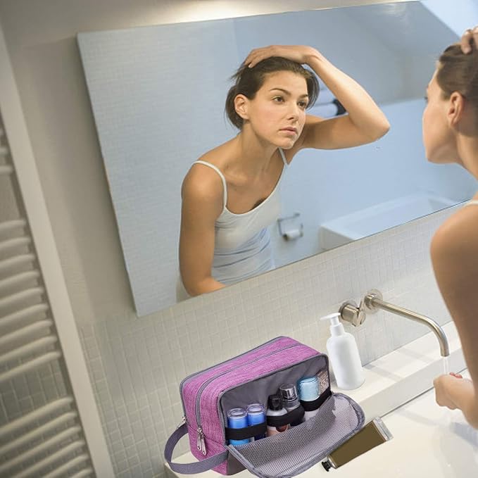 Toiletry Bag for Men/Women Hanging Dopp Kit Water Resistant Shaving Bag Small - Image 5