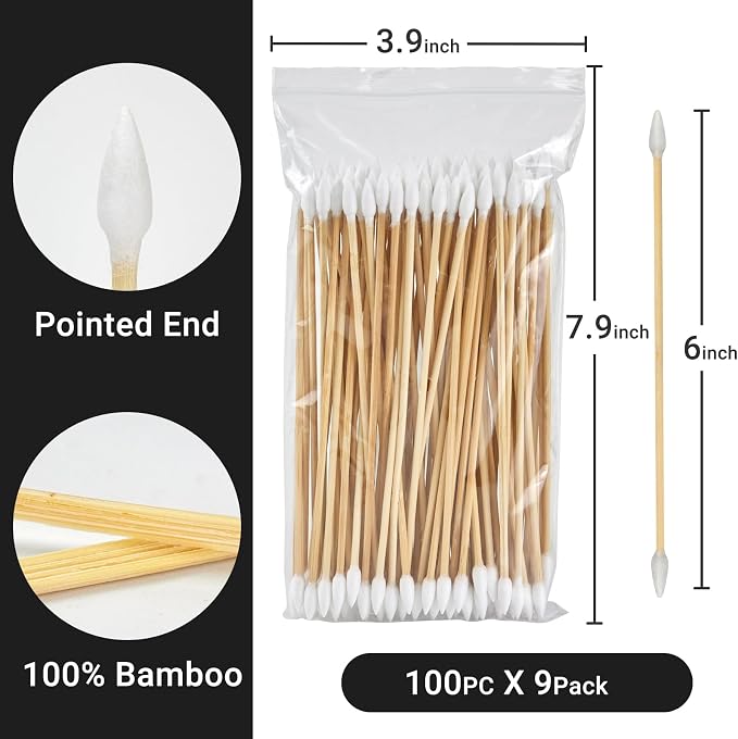 500/1000 Count 6'' Long Round/Pointed Cotton Swabs Durable Stem, Lint- Free Gun - Image 7