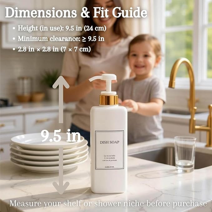 Modern Gold Design Shampoo and Conditioner Dispenser, Large 27oz Shower Soap - Image 8