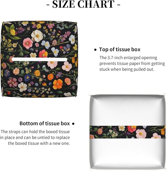Spring Florals Herbs Tissue Box Cover Vintage Flowers Square Leather Tissue - Image 4
