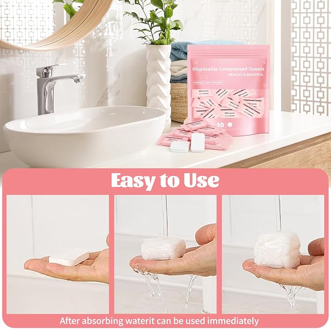 Compressed Disposable Face Towel, Thicker Individually Packaged Compressed - Image 5