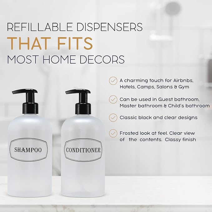Bottiful Home-16 oz Shampoo and Conditioner Refillable Empty Plastic Pump - Image 5