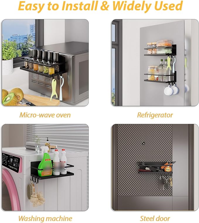 Magnetic Spice Rack for Refrigerator, 2 Pack Magnetic Shelf, Fridge Magnet - Image 5