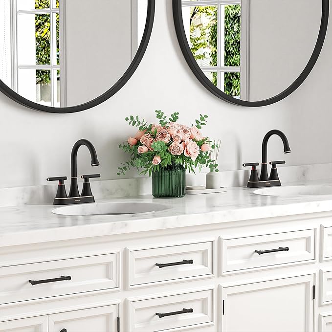 Bathroom Faucets for Sink 3 Hole, Hurran 4 inch Oil Rubbed Bronze Bathroom Sink - Image 6