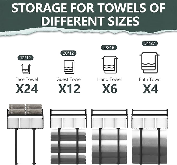 Towel Racks for Bathroom, Metal Towel Holder - Image 6