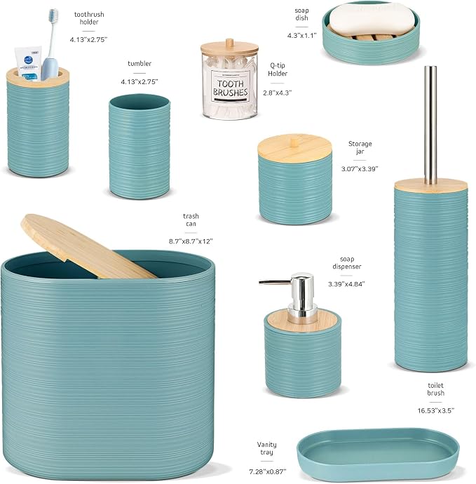 IMAVO Bathroom Accessory Set-11Pcs Blue Bathroom Accessories Set - Image 2