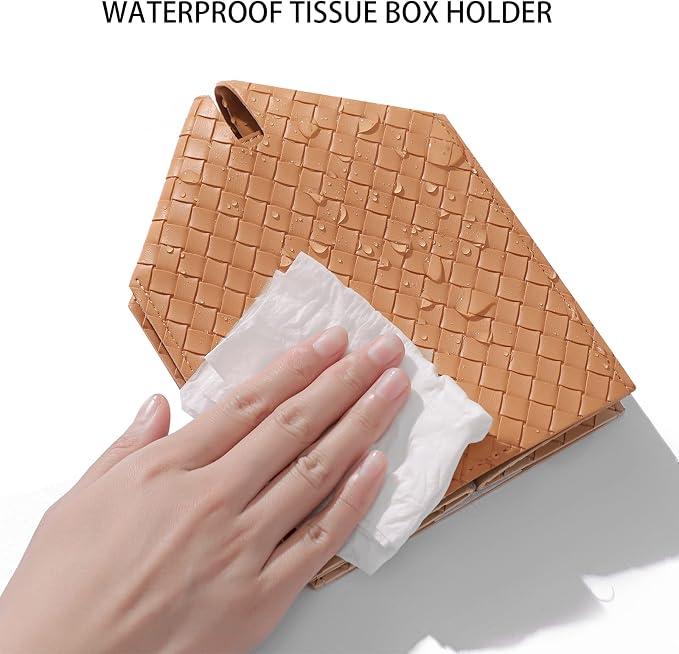 zoocatia Tissue Box Cover PU Leather Tissue Holder Square Facial Tissue Case - Image 5