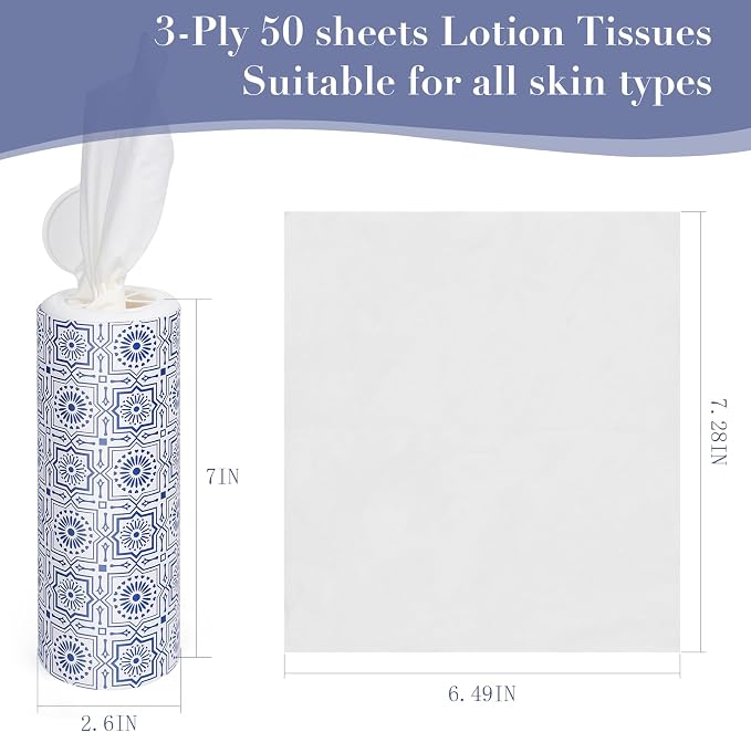 CLOVER Car Tissue Holder with Facial Tissues Bulk, 4 Tubes Lotion, Travel - Image 5