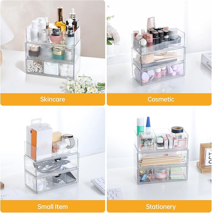 Medicine Cabinet Organizer 3 Pack, Plastic Stackable Storage - Image 5