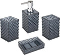 Bathroom Accessories Set, Diamond Pattern Soap Dispenser and Toothbrush Holder by AKCEYON