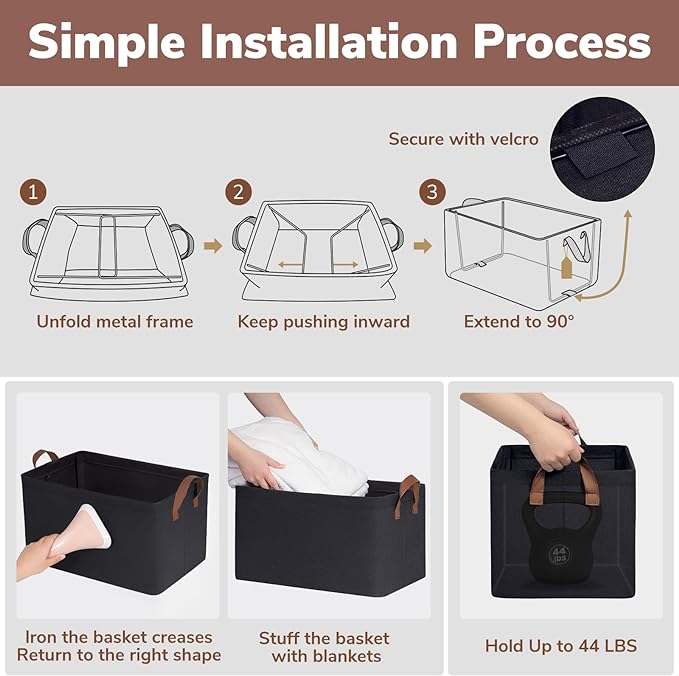 CHICVITA Black Storage Bins Shoe Basket - Image 4