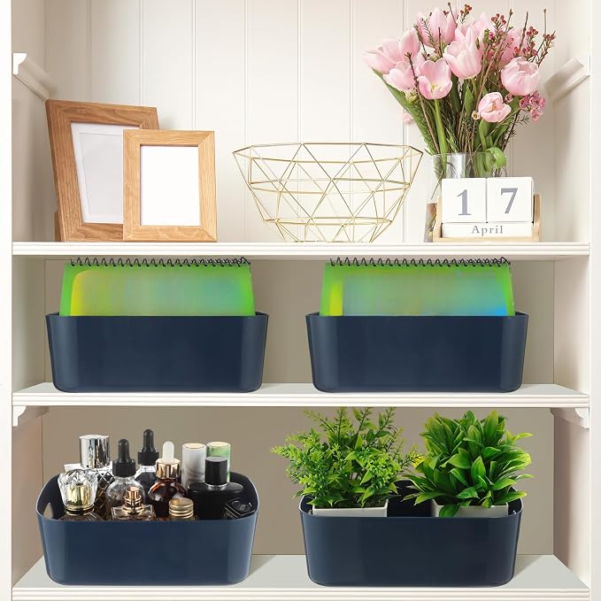 Zopeal Plastic Storage Bins 10 Pcs Blue Pantry Organizer Bins Small Baskets - Image 6