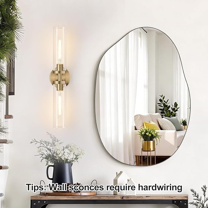 Brass Wall Sconces, Hardwired Bathroom Sconces Wall Lighting - Image 5