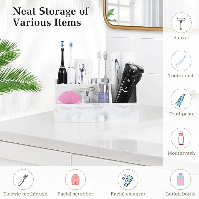 Luxspire Electric Toothbrush Holders, Bathroom Organizer Countertop Caddy 5 - Image 2