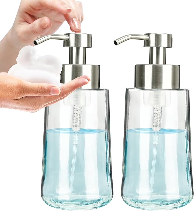 Doiliese Foaming Hand Soap Dispenser Set, 16 oz Large Glass Soap Dispenser by DOILIESE